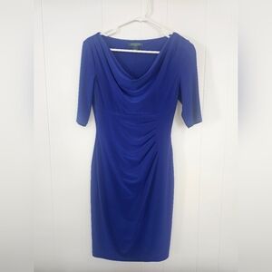 Lauren Ralph Royal Blue Quarter Sleeve Dress